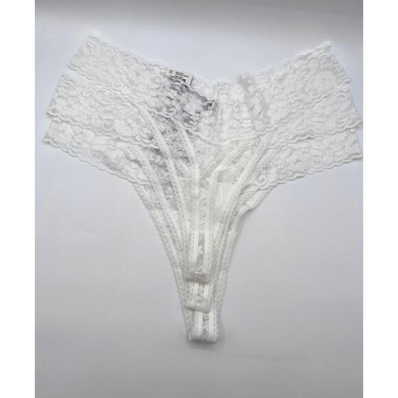 INC International Concepts Lace Trim Thong Panties 3 Pack XXL 2XL White New - Picture 3 of 6